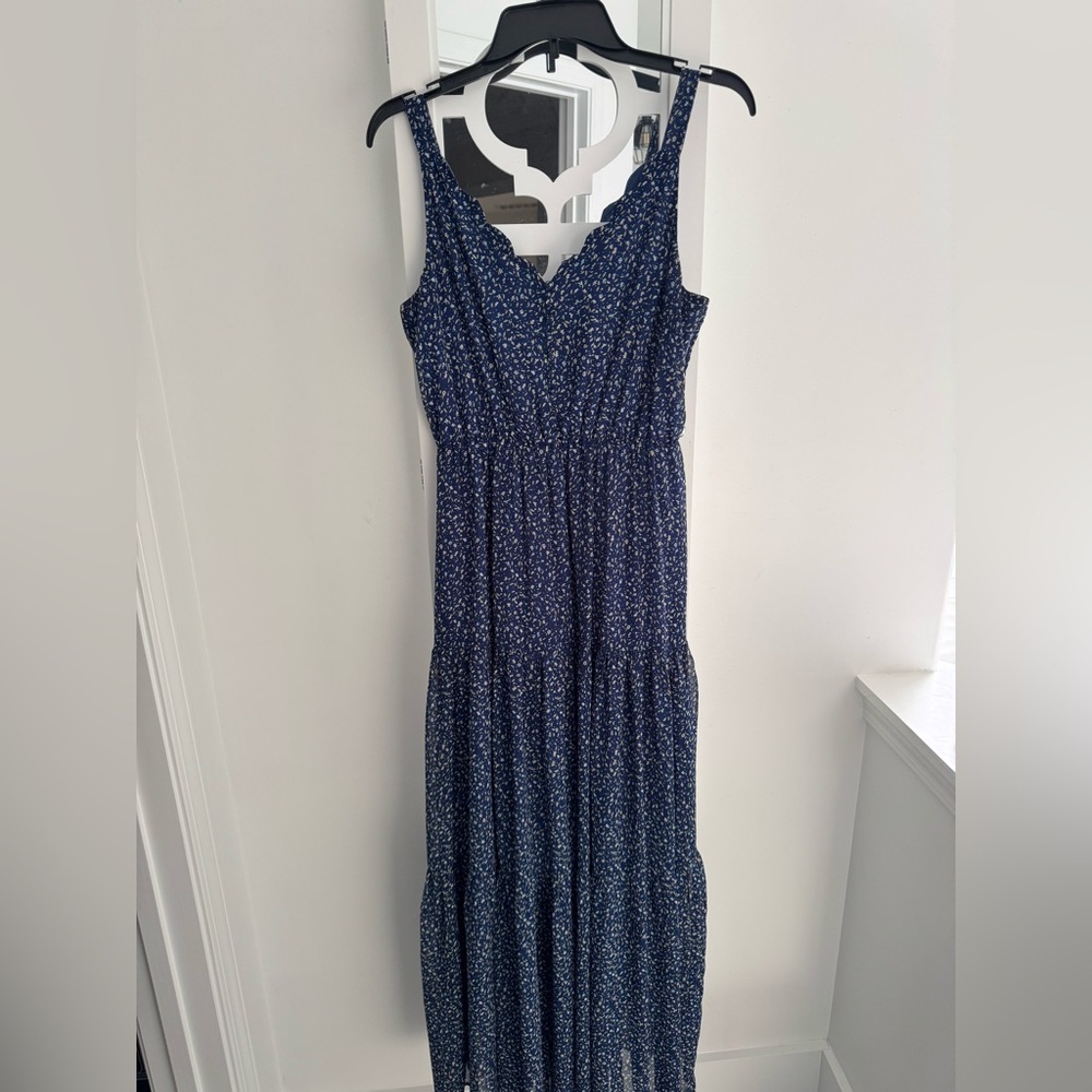 Melloday Maxi Dress Pretty Blue Floral Spring Print size L - Picture 3 of 5